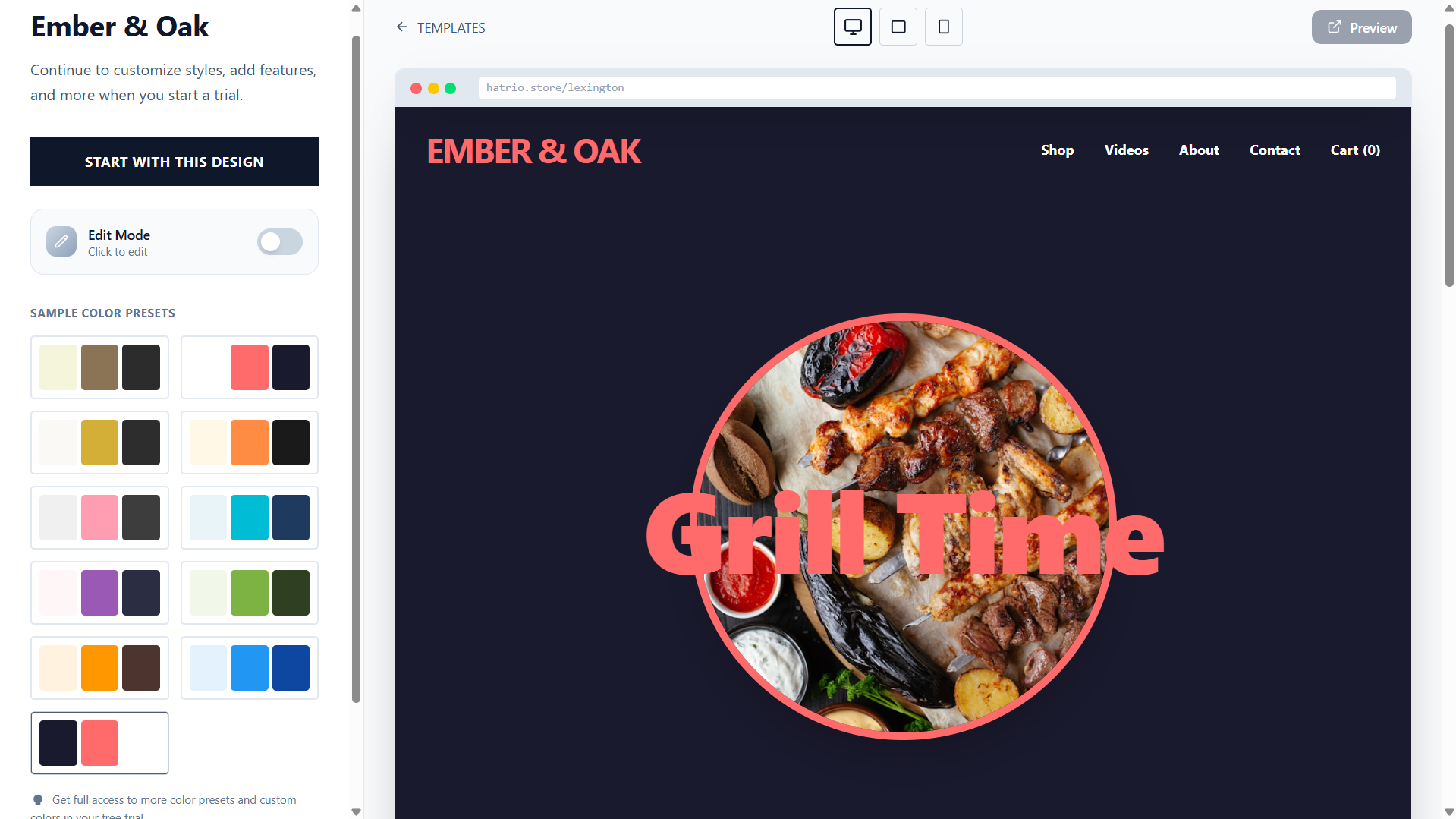 Template Editor Interface